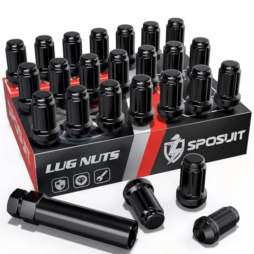 Sposuit 24 Pcs M12x1.25 Black Spline Lug Nuts, 19mm Hex, for Nissan
