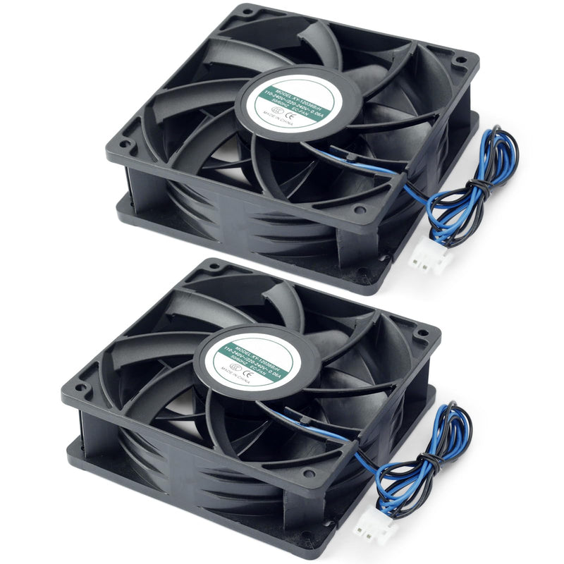 2 Pack XY-12038B2H High Air Volume EC-Fan fit for hte12038d Fan 110V-220V 0.06A 50/60HZ 12CM 120×120×38mm for Ice Maker Cabinet Cooling