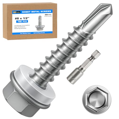750Pcs Self Tapping Screws, Sheet Metal Screws #8x1/2 #8 x 1/2" 750