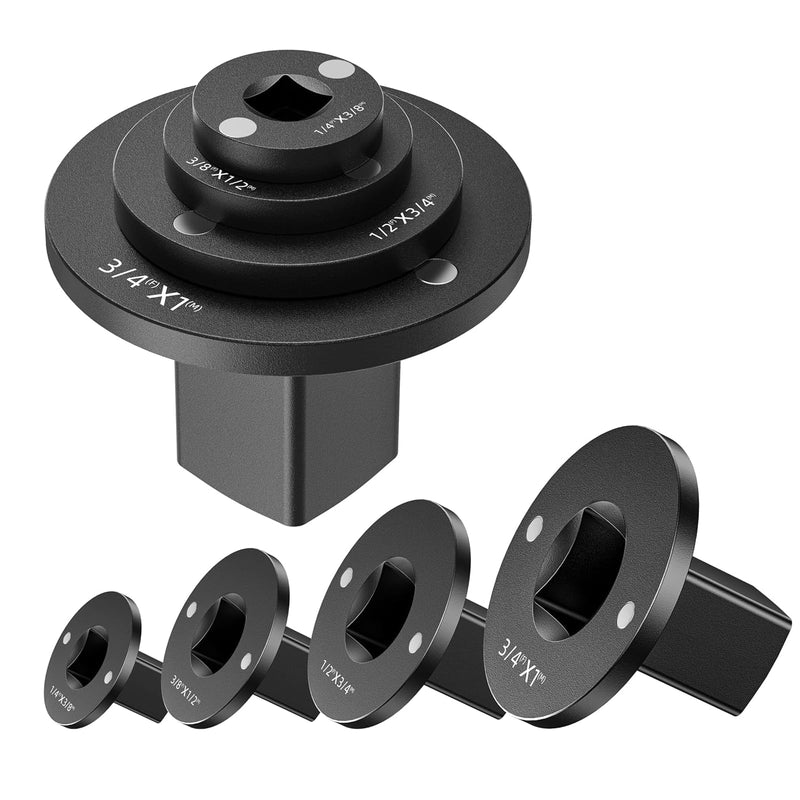 Flat Profile Socket Adapter Set, 3/4"-1", 1/2"-3/4", 3/8"-1/2", 1/4"-3/8" | 4-piece low-profile impact socket wrench adapter, magnetic impact adapter reduction set for ratchets and impact wrenches