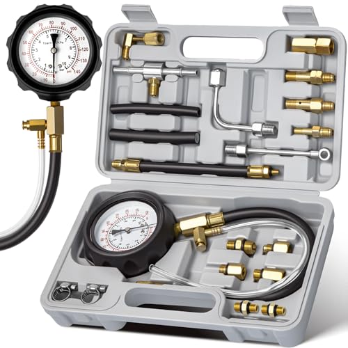 AUTOWN Fuel Pressure Tester Kit 0-140PSI with Adapters for Cars, Trucks, ATVs, Fuel Pump Injector, Fuel Pressure Gauge Diagnostic Tool 21PCS