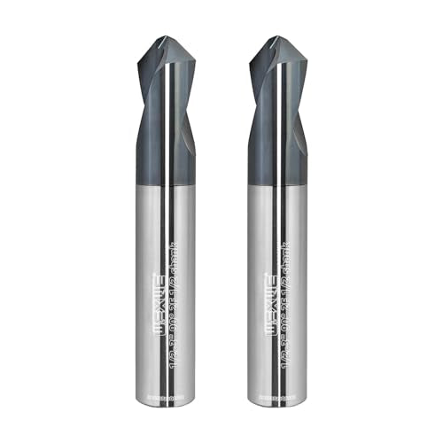 Tools Chamfer End Mill,Drill Tip with Cutting Edge for Carving, Drilling and Chamfering Suit for Alloy Steel, Hardened Steel, 90 Degree 2 Flute(3/8-2.5"-2CPS) Drill 3/8-2 2PCS
