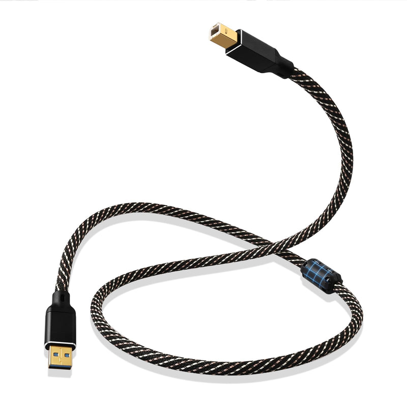 3.0 USB 4.92ft HiFi Audio Cable -USB A to USB B,4N OFC Core,24K Gold-Plated Connectors,USB A to B Cable with Nylon Braid,Compatible with Sound Card,Mixer,Synthesizer(4.92ft/1.5m) 4.92ft/1.5m