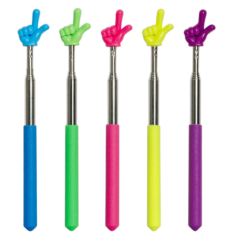 5 Pcs Retractable Teacher Pointer Sticks - Hand Pointer Stick, Engaging Colors, Finger Pointing Sticks for Classroom Essentials Reading and Presentations (5 Pack :Dark) 5 Pack :Dark