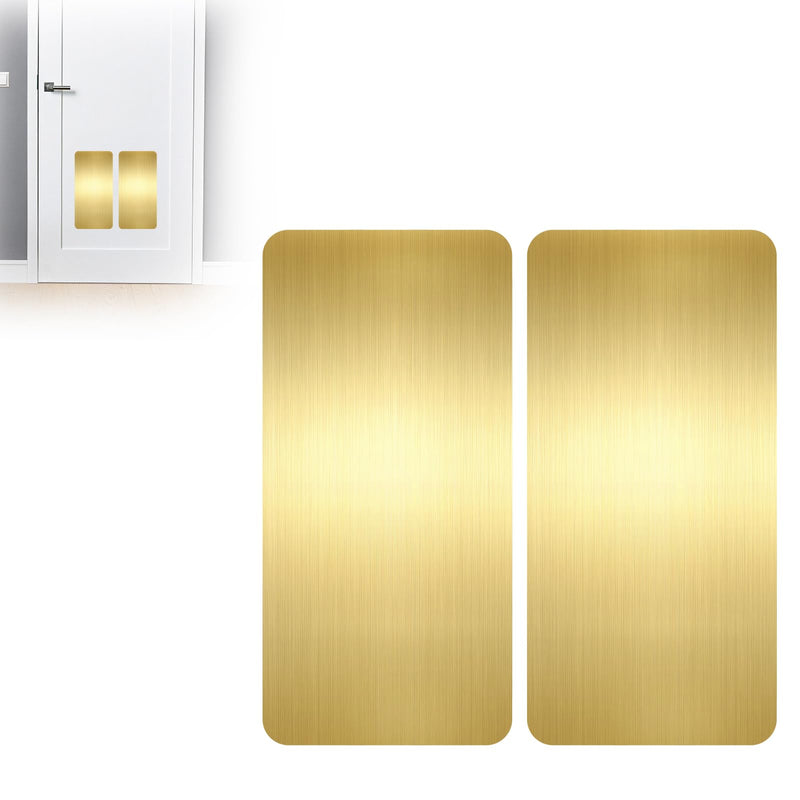 Durable Cat & Dog Door Protector from Scratching - Anti-Scratch Guard for Interior/Exterior Doors, Stainless Steel Self-Adhesive Kick Plate (Brushed Gold, 8" x 16") 8" x 16" Brushed Gold