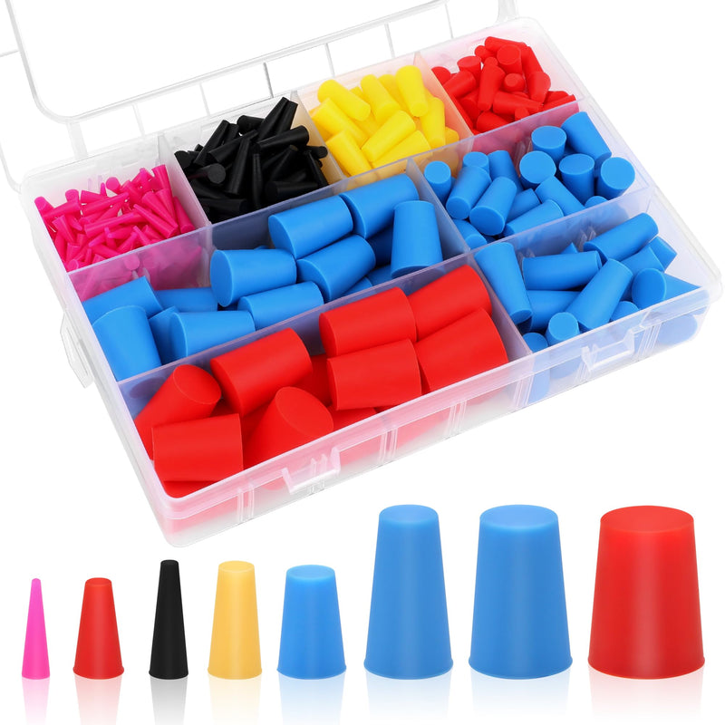 360PCS Silicone Rubber Tapered Plug, Coldairsoap High-Temperature Resistant Rubber Stoppers 8 Size 1/16" to 5/8" for Hole Plugs, Spraying, Coating, Painting Protection (360) 360