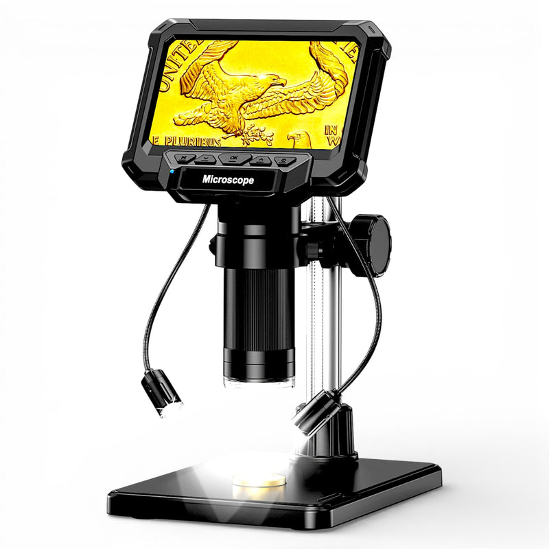 4.3" LCD Digital Coin Microscope with 2 Side Lights | For coin dates, mint marks and error coin checks. 4.3" screen works without a computer; side lights help reduce shadows 4.3inch