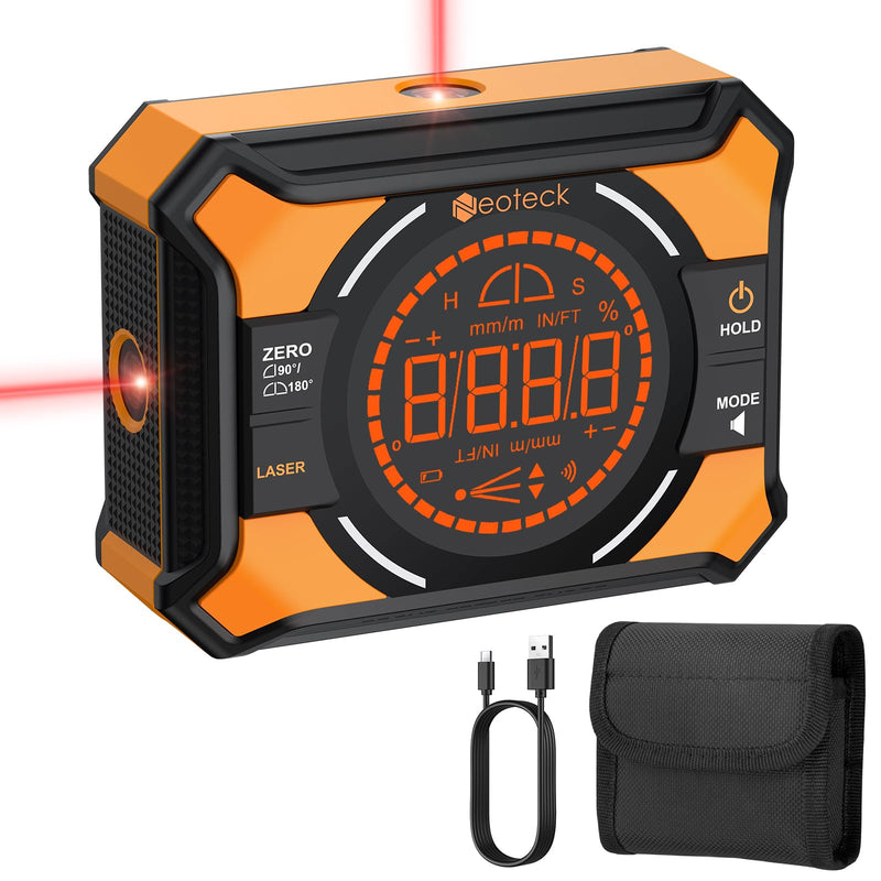 Neoteck Digital Protractor 3-in-1 Inclinometer Laser Spirit Level with LED Display, Cross Line for Woodworking, Saw, Hanging Frame, DIY