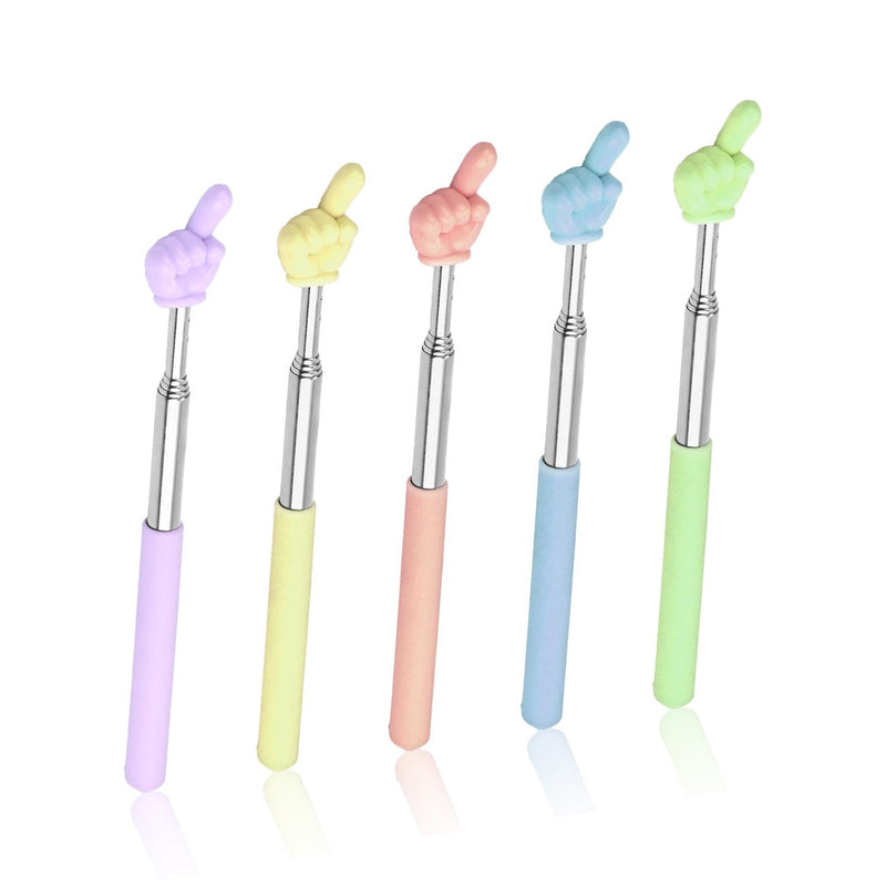 5PCS Retractable Teacher Pointer Sticks - 5 Colors Extendable Hand Pointers for Classroom, Students Reading, Whiteboard/Blackboard Teaching Supplies (Blue/Purple/Green/Pink/Yellow)