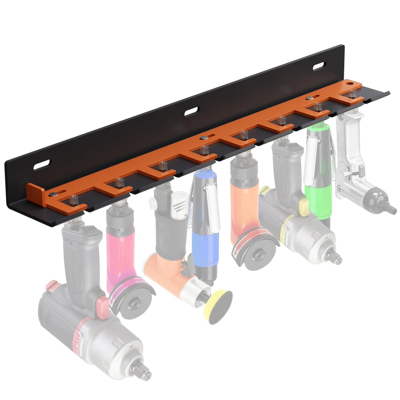 Air Tool Pneumatic Tool Holder,Wall Mount Air Tool Rack,Lockable Air Tool Hanger for Garage Shop Storage Organize,Fit 1/4" Standard Connection Accessories,Comes with Eight Slots 8 Slots Air Tool Holder