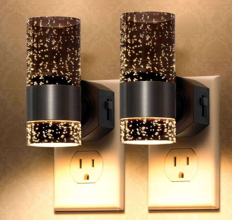 LED Dimmable Night Lights Plug into Wall, 2-Pack Bright Plug in Nightlight, Dusk-to-Dawn, Adjustable Brightness 0-100LM, Auto-On/Off Home Decor for Bedroom, Bathroom, Hallway, Kitchen, 3000K