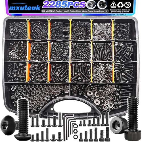 mxuteuk 620PCS M3 Screw Kit+mxuteuk Metric Screw Assortment Kit,M2 M3 M4 M5 Metric Bolts and Nuts Kit