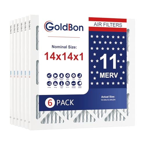 14x14x1 MERV 11 Air Filter 6-Pack for HVAC Furnace 14x14x1-6 Pack