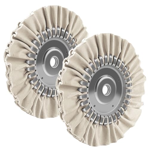 2PCS 8" Airway Buffing Wheel with 5/8" Arbor Flange-Free Hub，White Buffing Wheels for Angle Grinder, Mirror-Like Finishing Polishing Wheel for Aluminum Wheels Stainless Steel Chrome Super Fine-2pcs