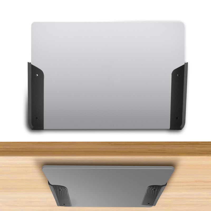 Under Desk Laptop Mount, Wall & Under Desk Laptop Holder with Adhesive & Screws Laptops Shelf Storage with Anti-Scratch Pads for Devices Up to 1.26" Thick MacBook Keyboards Tablets Surface