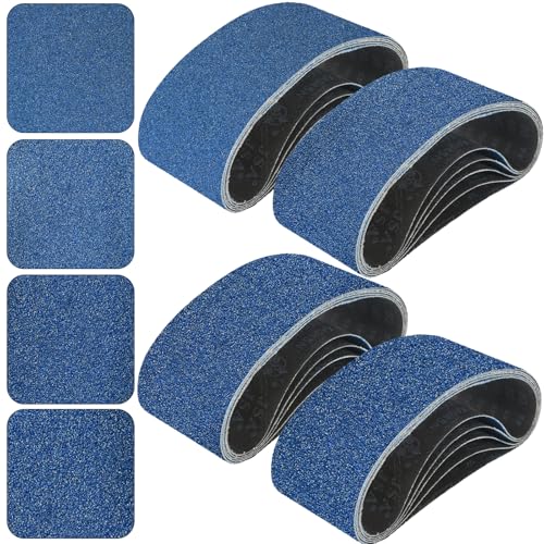 3x18 Inch Sanding Belts 20 Pcs (4 Grit, 5 Each of 40, 60, 80, 120 Grits) Heavy Duty Belt Sander Zirconia Belt Sander Paper for Wood, Metal, Stainless Steel, Automotive, and Furniture 3x18 Inch 40/60/80/120 Grits-20 PCS