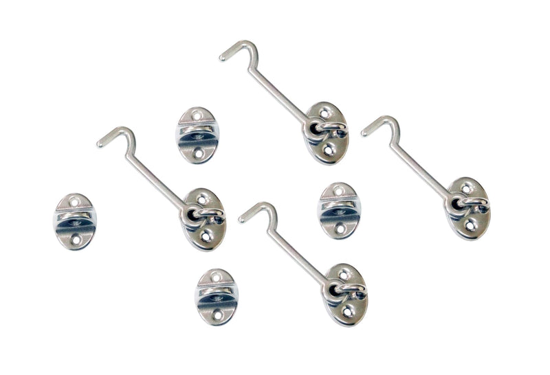 QCAA Marine Grade Stainless Steel 316 Cabin Hook Latch & Eye, 3", 4 Pack 4pack