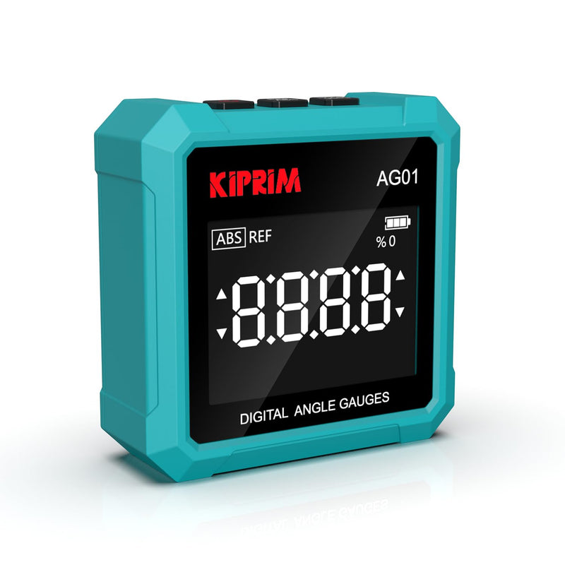 Kiprim AG01 Digital Inclinometer with Magnetic Base | 3-sided magnetic base, LCD backlight, absolute and relative measurement, suitable for construction and woodwork