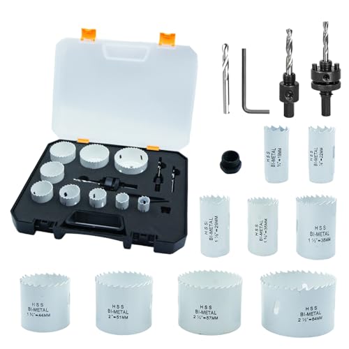 Hole Saw Set LAIWEI 15PCS Suitable for Quickly Cutting Thin Metal Sheets, Round Water Pipes, Wood, Plastic, Gypsum Board, and Other Materials(3/4" to2-1/2”)