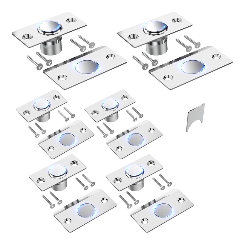 Mousike Door Ball Catch Hardware, Adjustable Hidden Magnetic Ball Catch, Stainless Steel Strike Plate with Strong Suction, Door Ball Catch Replacement for Top of Door (6 Pack, Silver) 6 Pcak - Magnetic