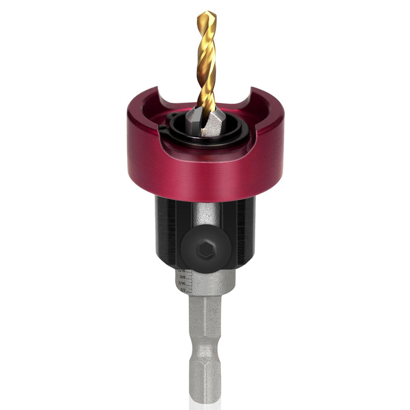 KEENTECH Carbide Tipped 82° Countersink Drill Bit with Depth Stop, 3/8" Dia x 5/32" Drill Diameter x 1/4" Shank, Adjustable Depth Stop with Ball Bearing 3/8" * 5/32"