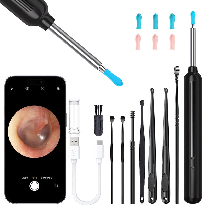 Ear Cleaner with Camera HD 5MP - 6 LEDs | Dimmable LEDs. IP67 Waterproof For adults and children. Wireless App control. 90 minutes. Battery.