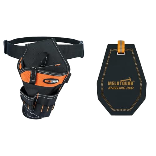 MELOTOUGH Right Handed Cordless Drill Holder Tool Holster, Mini Kneeling Pad Portable 1 Inch Thick NBR Foam Kneeling Pads for Work Construction, Plumbers, Mechanics, Electricians (Orange/Black)