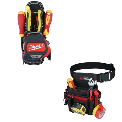 MELOTOUGH Small Tool Pouch with Belt Clip,Small Tool Holder Pouch, Min Work Organizer + Electrician Tool Pouch with Belt Clip, 2 Inch Heavy Duty Work Belt Set for Men