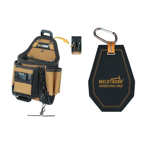 MELOTOUGH Small Electrician Tool Pouch Belt with Clip, Mini Kneeling Pad with Carabiner Clip, Portable 1 Inch Thick NBR Foam Kneeling Pads for Work Construction, Mechanics, Plumbers, Electricians