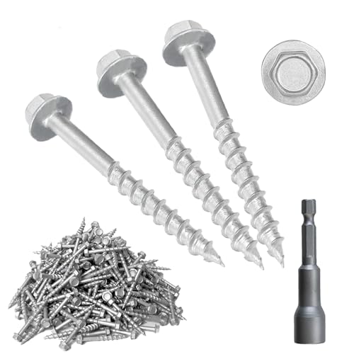 (300 Pack) #9 x 1-1/2" Heavy Duty Joist Hanger Screws, 1/4" Hex Head Wood Screws with 0.370" Dia Deck Screws, Replace SD9112R500 10D Nails (300 Pack)#9 x 1-1/2"