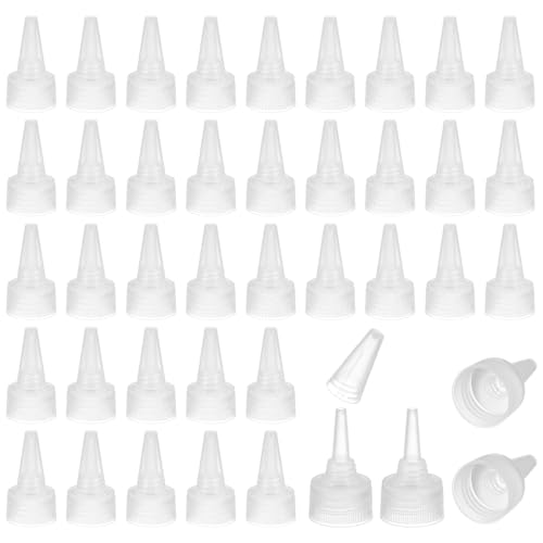 PATIKIL 24/410 Twist Top Caps, 100Pcs Plastic Squeeze Bottle Replacement Caps with Foam Gasket for Paint Lids Glue Dispensing DIY Crafts, Clear