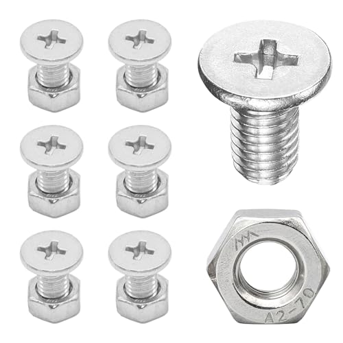 45 Sets 304 Stainless Steel Screws Bolts and Nuts Flat Cross Head Kit Bolts Fasteners (M5x8mm) Flat Silver 5x8mm