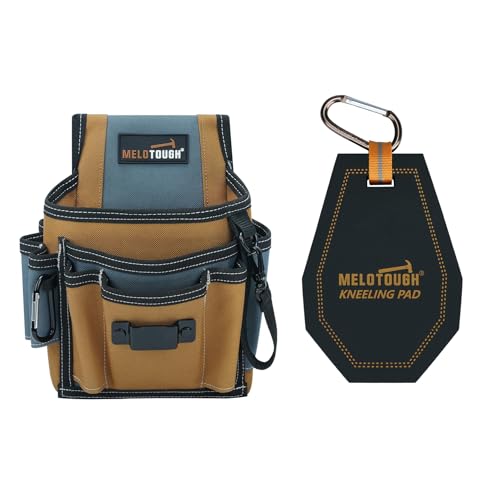 MELOTOUGH Small Tool Pouch for Belt,Electrician Tool Pouch,Mini Kneeling Pad with Carabiner Clip, Portable 1 Inch Thick NBR Foam Kneeling Pads for Work Construction, Mechanics, Plumbers, Electricians