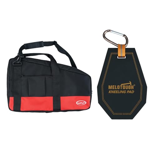 MELOTOUGH Heavy Duty Framing Nail Gun Tool Bag with Extra Storage Pockets, Mini Kneeling Pad with Carabiner Clip, Portable 1 Inch Thick NBR Foam Kneeling Pads for Work Construction, Mechanics, Plumber