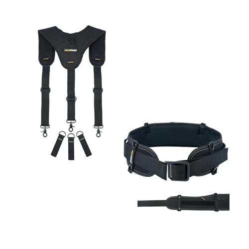 MELOTOUGH Tool Belt Suspender 3 point padded suspenders,Padded Tool Belt Electrician