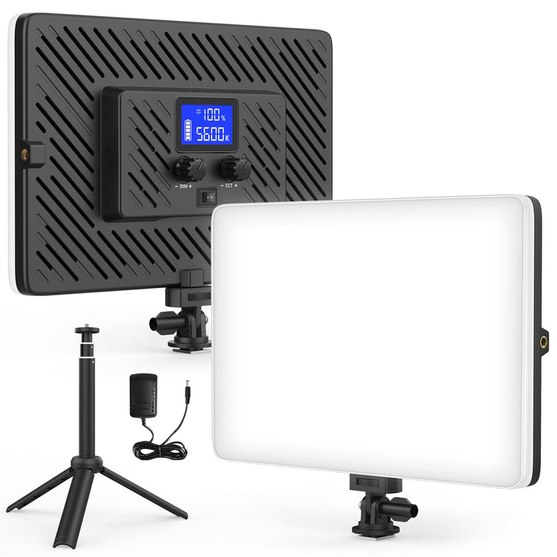 Led Video Light Panel Light with Extendable Tripod, 4000mAh Rechargeable Camera Lighting, 2500K-8500K Photo Light for Outdoor Indoor Photography Live Streaming Zoom Calls Video Recording