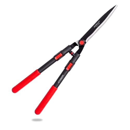 AGRICUT Telescopic Hedge Shears – Heavy Duty Garden Shears with Patented Wavy Blade, High Carbon Steel, Extendable Aluminium Handles 700-930mm – For Precision Trimming of Tall Hedges Wavy Blade (Telescopic)