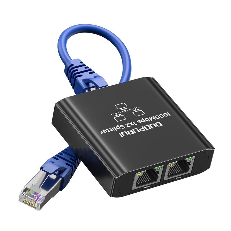Ethernet Splitter 1 to 2,1000Mbps High Speed Network Splitter,LAN Splitter 2 Port with Ethernet cable, for Cat 5/5e/6/7/8 Cable [2 Devices Simultaneous Networking] (1 to 2 with Network cable)