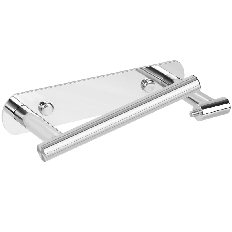 YUET Toilet Roll Holder, Self Adhesive or Screw In Wall Mounted Options, Double Post Pivoting Tissue Roll Holder, Stainless Steel Rustproof Stick On No Drilling Wall Mount for Bathroom Poilshed Chrome Chrome-pivoting