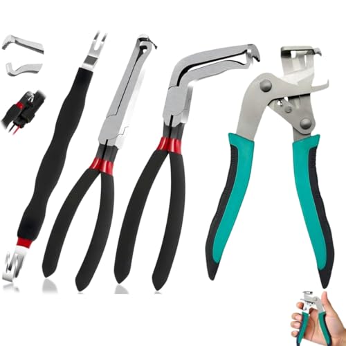 Car Clip Pliers/Disassembly Tools,Efficient Multi-Functional Automotive Snap Ring Pliers,Electrical Disconnect Pliers for Cars,Connector Separator Tool and Fuel line disconnect tool (4PCS) Black