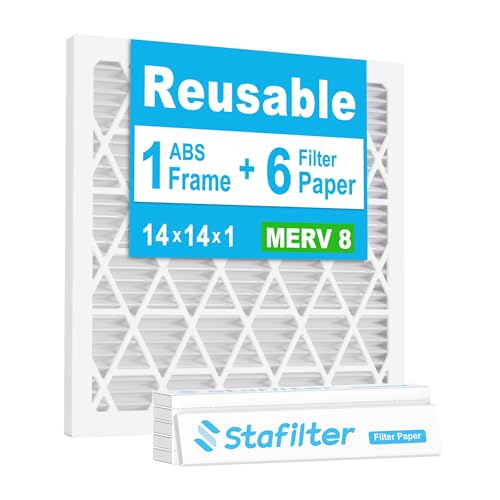 Reusable 14x14x1 Air Filter (MERV 8), 1 Foldable Frame + 6 Refills (Not Individual Filters), Greener HVAC AC Furnace Air Filters MPR 700&FPR 5(Actual Size:13.75"x13.75"x0.75")