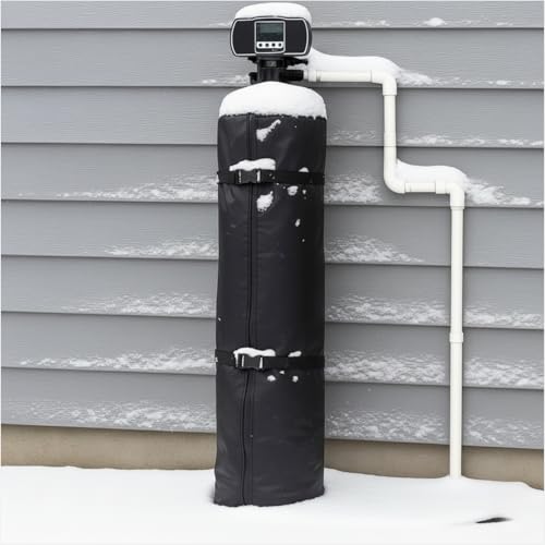 Winter Water Softener Cover - Heavy Duty 600D Waterproof Outdoor Cover for Water Softener Systems, Freeze Protection, Snow & Cold Weather Resistant, 13"x54" black 13x54"