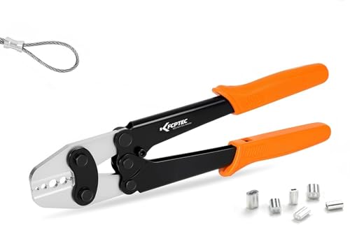 KF CPTEC Wire Rope Crimping Tool, 5-Cavity Hand Swager for 1/16-3/16" Cable