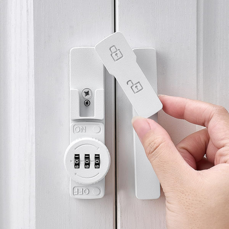 INIRET 2 Packs Matte White 180 Degree Barn Door Lock,Mechanical Password Lock,3 Digit Password Keyless,Flip Latch with Combination,Protect Privacy,for Barn Door,Cabinets,Windows,Garden,Bathroom 180 Degree_Matte White