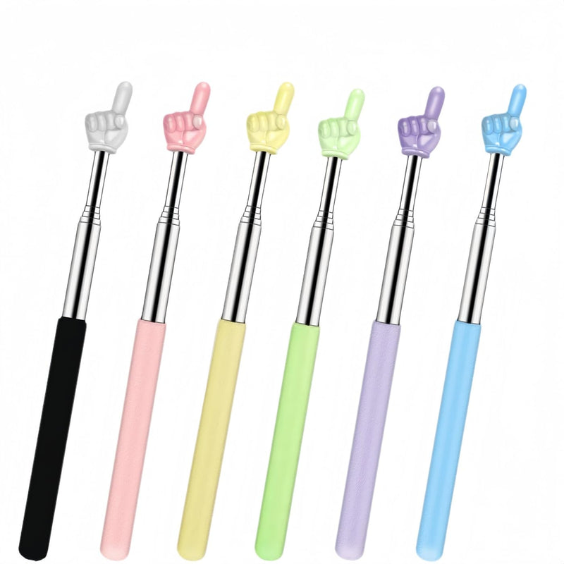 6PCS Extendable Pointer Finger Stick,Retractable Teachers Classroom Hand Pointer, Mini Children Finger Reading Pointer Stick,Kindergarten Student Teacher Teaching Reading Finger Shape
