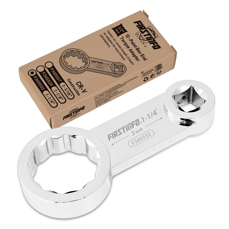 FIRSTINFO F345532 1/2-inch Drive 1-1/4" Torque Adapter, 12-Point Box End with CR-V Construction 1/2-inch Drive / 1-1/4"