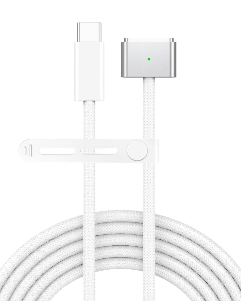 USB C to Magnetic 3 Charger Cable for MacBook Air 13.6 15 inch MacBook Pro 14 16 M5 M4 M3 M2 M1 2026 2025 2024 2023 2022 2021, Braided Cord & LED, Powerful Magnetic, Original Quality, 10ft Sliver 1