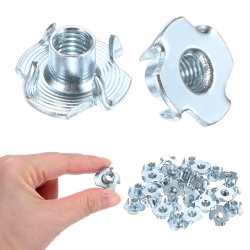 M METERXITY 100-Pack M6x9mm T-nut, 4-Pronged Tee Nut Threaded Insert