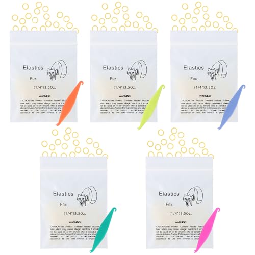 Pack of 500 Orthodontic Elastic Braces Rubber, Orthodontic Latex Elastics, with 5 Pieces Placements, Suitable for Braces, Gaps and Crooked Teeth (Fox 1/4 Inch)