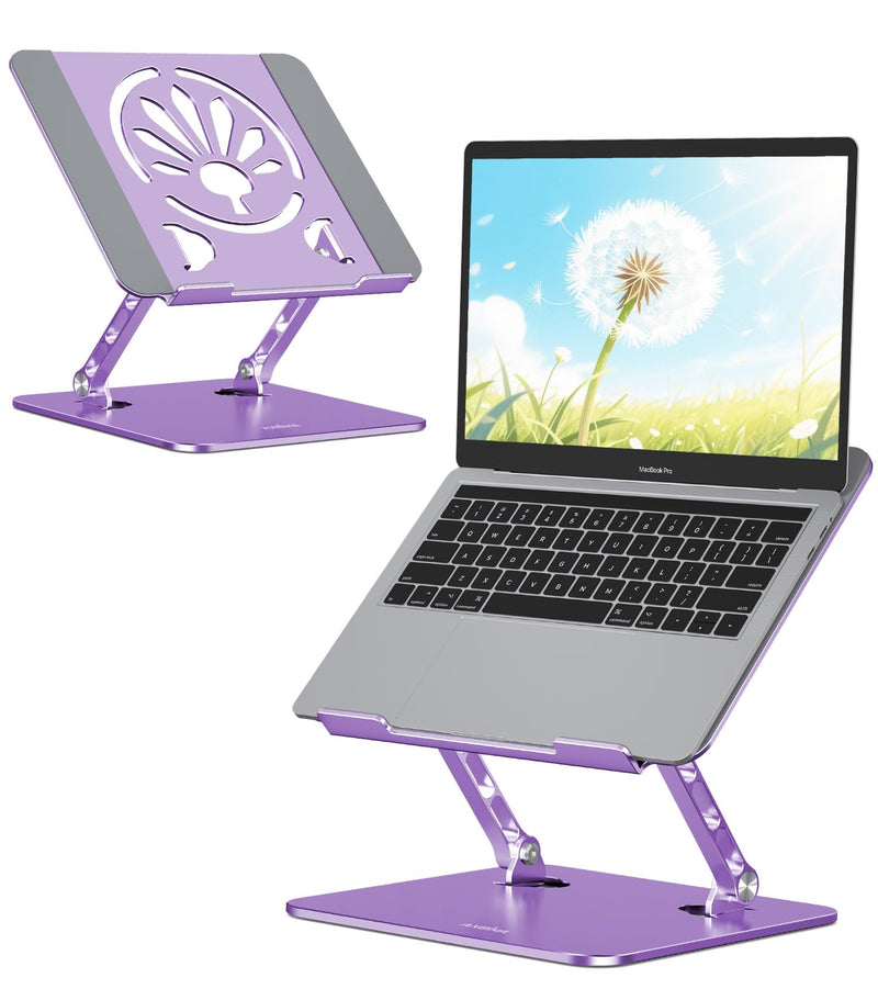 Aluminum Laptop Stand for Desk – Adjustable Ergonomic Laptop Riser, Foldable & Portable Holder Fit for MacBook & 10"-16" Laptops for Office, Home & Travel,Purple Purple